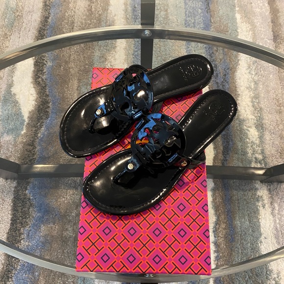 Tory Burch Miller Sandal Black Patent Size 9.5 - Picture 10 of 14